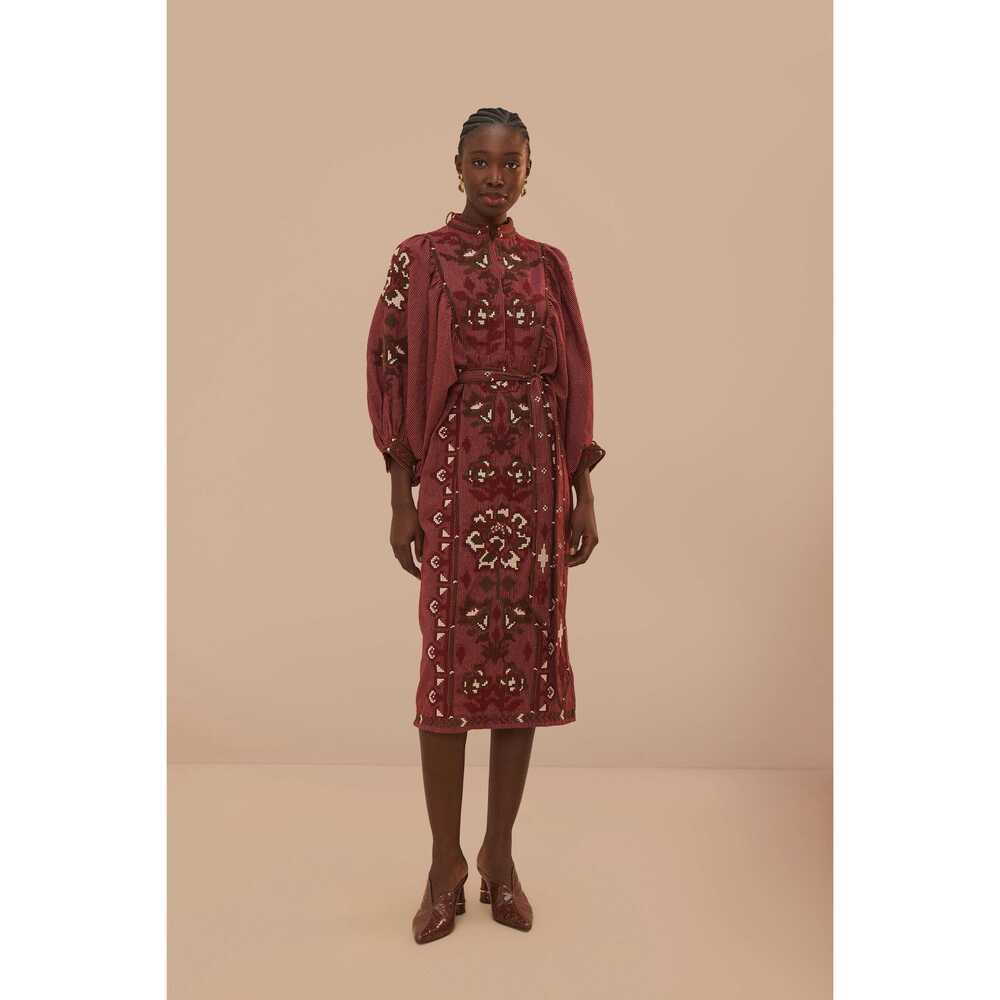 NWT  Farm Rio Toucans Scarf Cross Stitch Embroidered Midi Dress